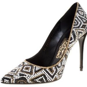 Salvatore Ferragamo Black Mosaic Effect Stilettos